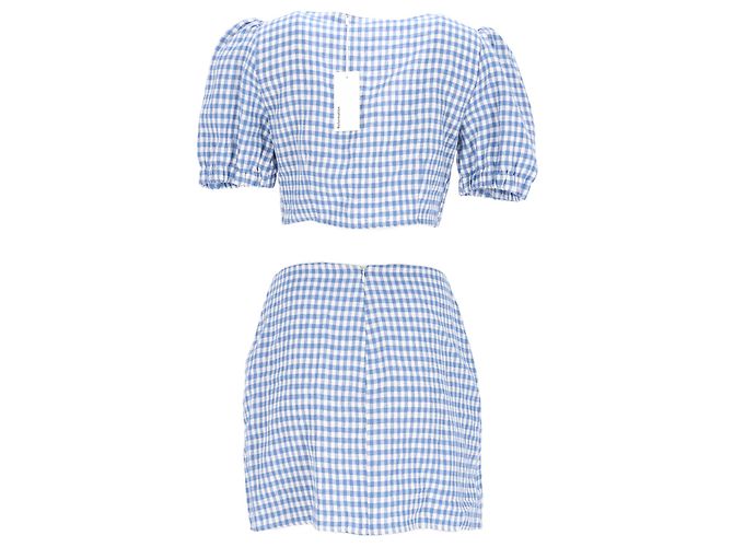 Reformation Set Top e Mini Gonna Ethel Two Piece in Lino Blu Chiaro - vista 11