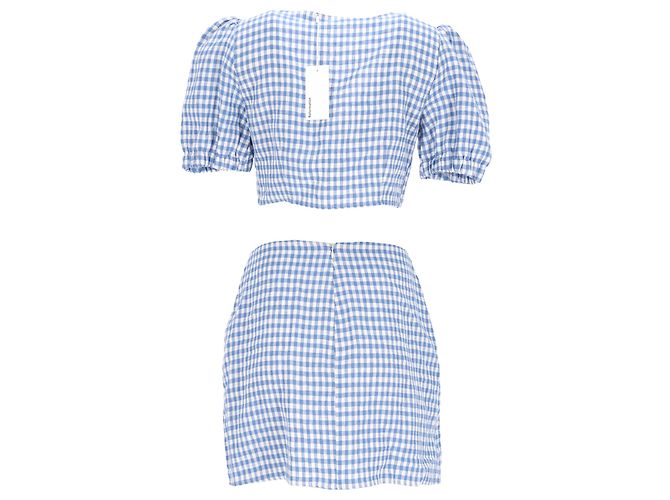 Reformation Set Top e Mini Gonna Ethel Two Piece in Lino Blu Chiaro - vista 3