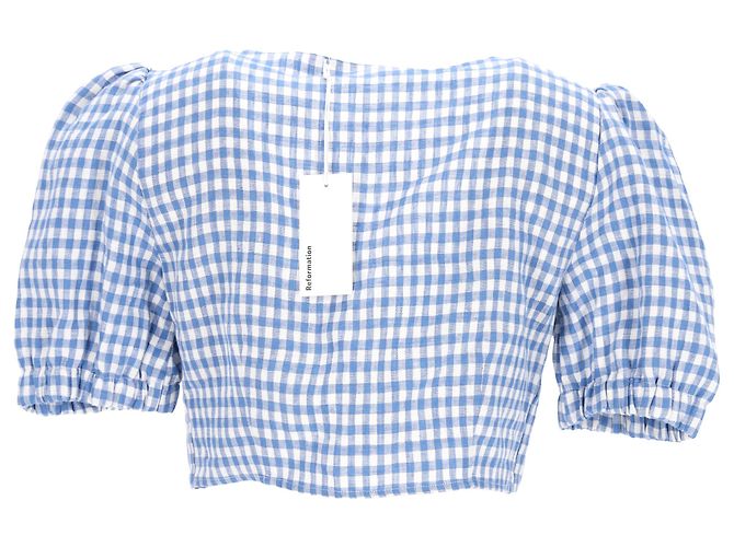 Reformation Set Top e Mini Gonna Ethel Two Piece in Lino Blu Chiaro - vista 4