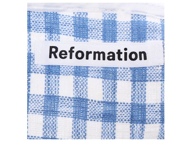 Reformation Set Top e Mini Gonna Ethel Two Piece in Lino Blu Chiaro - vista 5