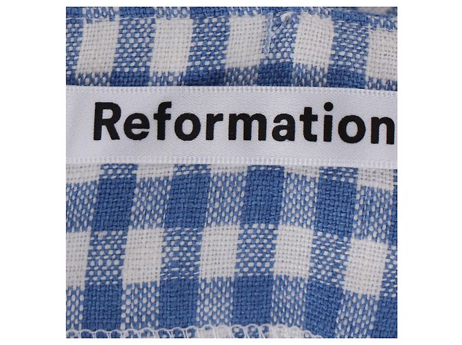 Reformation Set Top e Mini Gonna Ethel Two Piece in Lino Blu Chiaro - vista 7