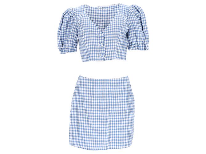 Reformation Set Top e Mini Gonna Ethel Two Piece in Lino Blu Chiaro - vista 9