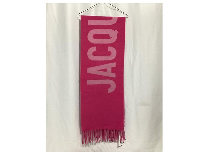 Sciarpa in lana jacquard con logo Jacquemus in rosa Marrone - vista 10