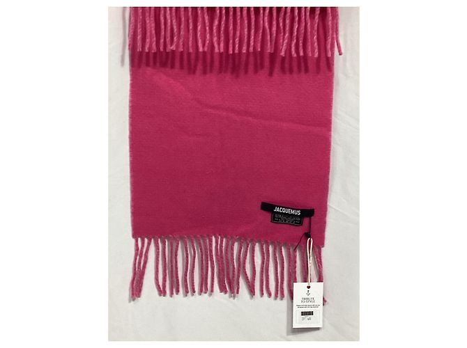 Sciarpa in lana jacquard con logo Jacquemus in rosa Marrone - vista 11