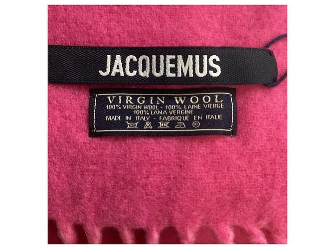 Sciarpa in lana jacquard con logo Jacquemus in rosa Marrone - vista 3