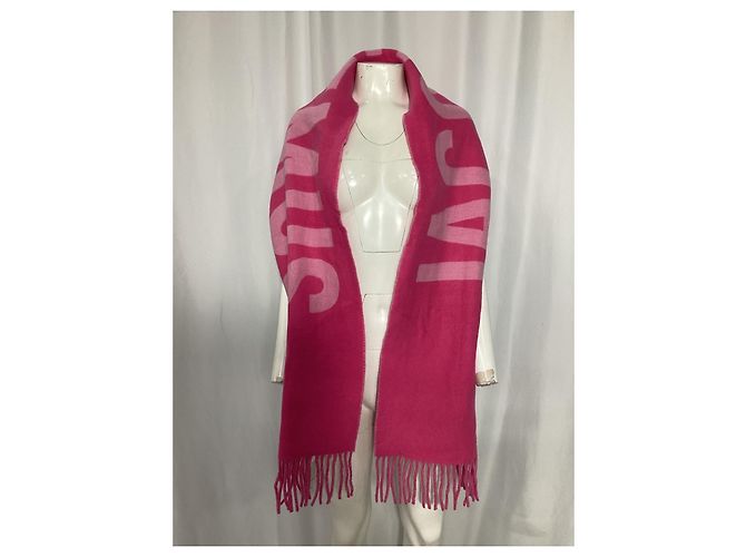 Sciarpa in lana jacquard con logo Jacquemus in rosa Marrone - vista 4
