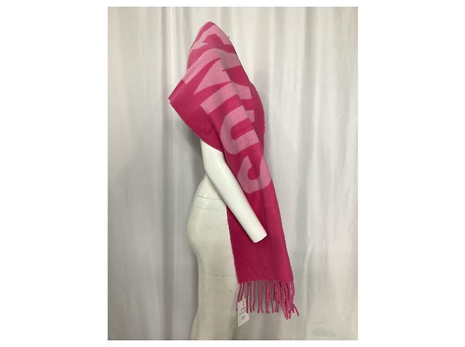 Sciarpa in lana jacquard con logo Jacquemus in rosa Marrone - vista 5