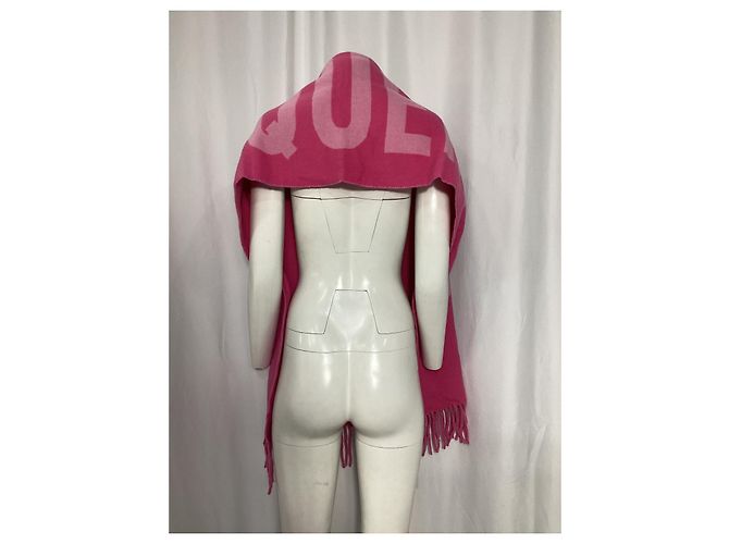 Sciarpa in lana jacquard con logo Jacquemus in rosa Marrone - vista 6
