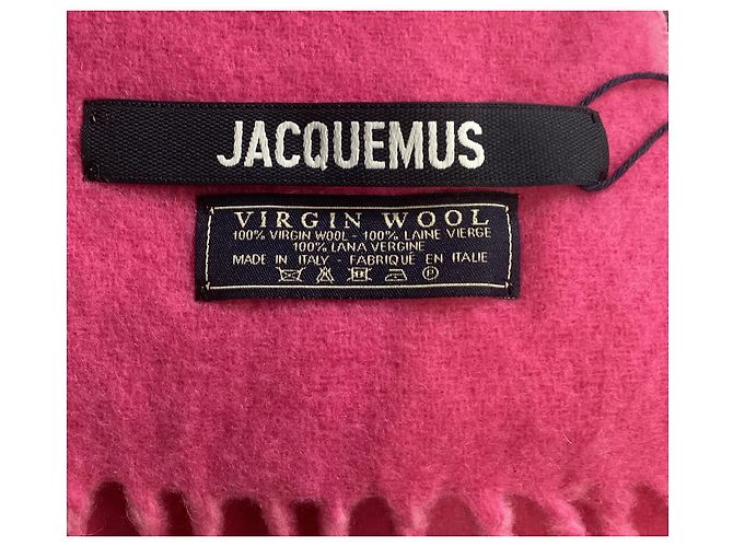 Sciarpa in lana jacquard con logo Jacquemus in rosa Marrone - vista 8