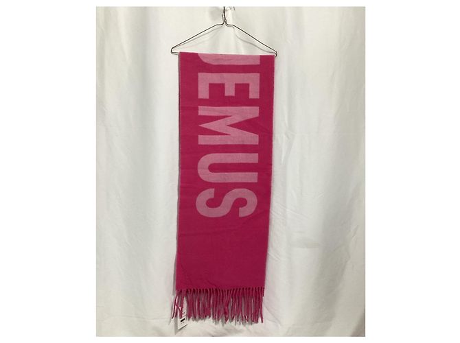 Sciarpa in lana jacquard con logo Jacquemus in rosa Marrone - vista 9