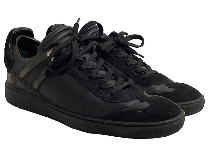 Sneakers basse Louis Vuitton in pelle nera e camoscio Nero - vista 3