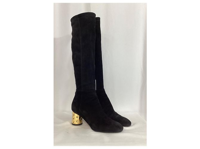 Stivali alti con zip in suede nero Louis Vuitton - vista 11
