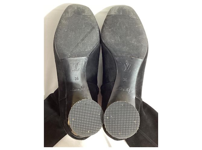 Stivali alti con zip in suede nero Louis Vuitton - vista 14