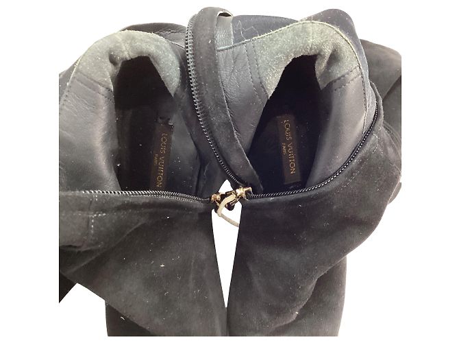 Stivali alti con zip in suede nero Louis Vuitton - vista 5