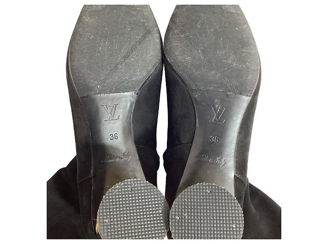 Stivali alti con zip in suede nero Louis Vuitton - vista 6