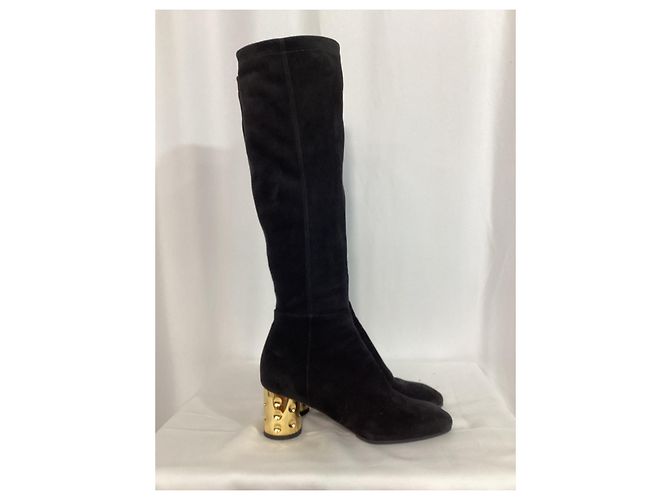 Stivali alti con zip in suede nero Louis Vuitton - vista 7