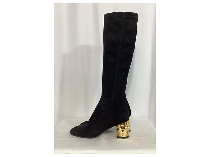 Stivali alti con zip in suede nero Louis Vuitton - vista 8