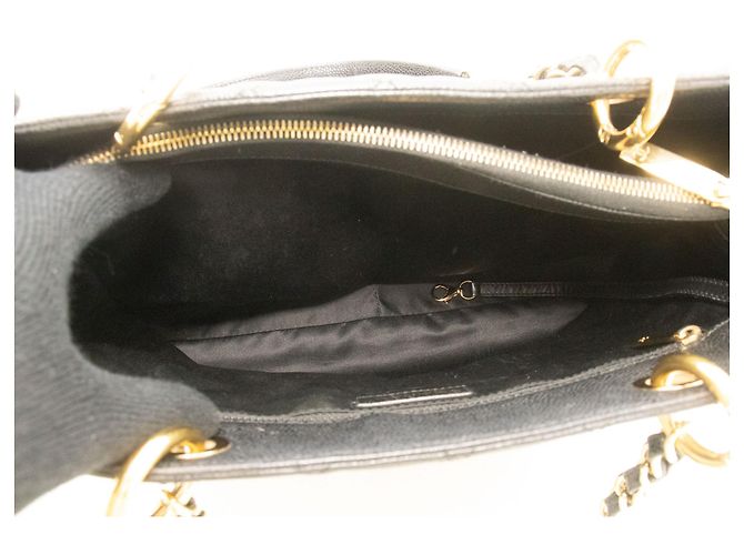 CHANEL Bolsa de compras GST 13" em couro de bezerro texturizado com corrente para ombro Preto - vista 11