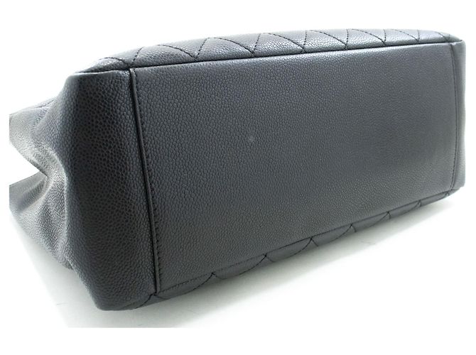 CHANEL Bolsa de compras GST 13" em couro de bezerro texturizado com corrente para ombro Preto - vista 4