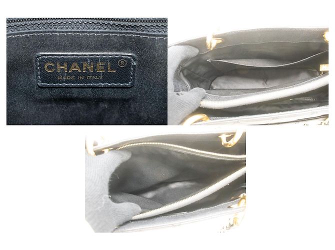 CHANEL Bolsa de compras GST 13" em couro de bezerro texturizado com corrente para ombro Preto - vista 8