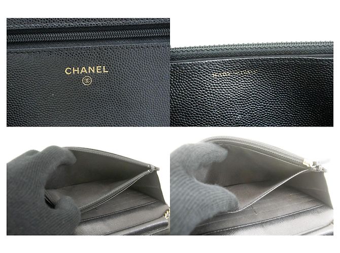 CHANEL Boy Portafoglio con Catena in Pelle di Vitello Grana Nera Nero - vista 8