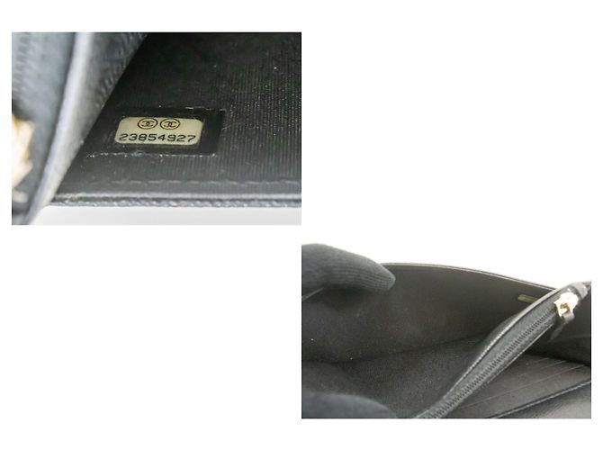 CHANEL Boy Portafoglio con Catena in Pelle di Vitello Grana Nera Nero - vista 9