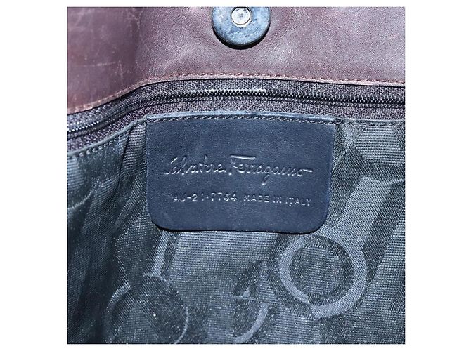 Borsa a spalla Vala in tela marrone Salvatore Ferragamo Auth bs20980 - vista 15