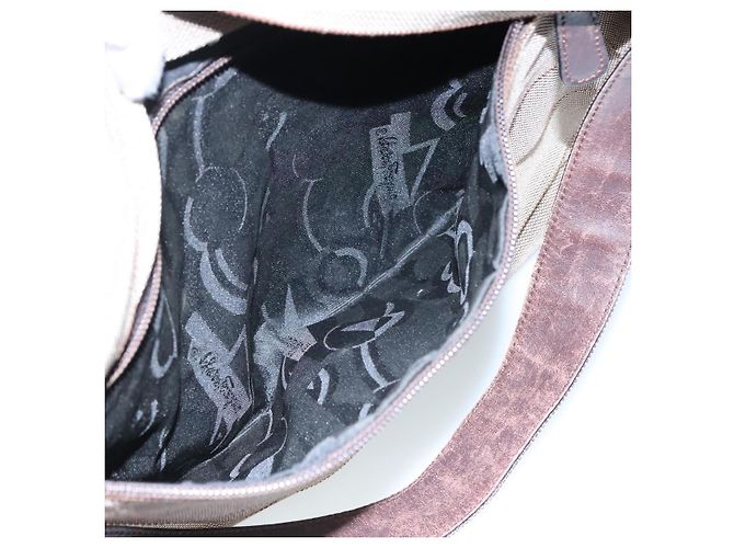 Borsa a spalla Vala in tela marrone Salvatore Ferragamo Auth bs20980 - vista 20