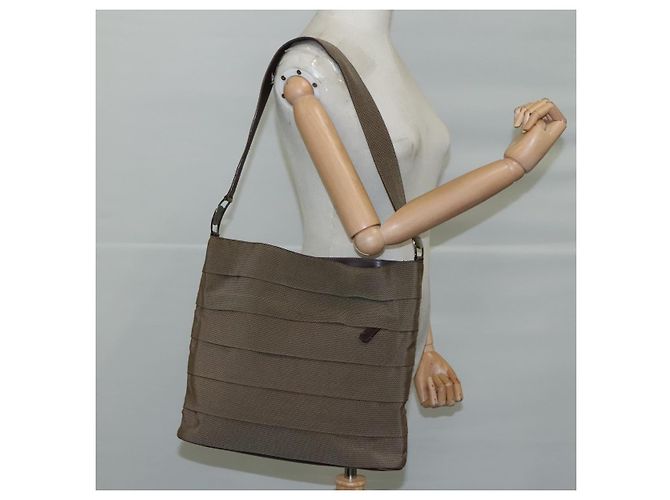 Borsa a spalla Vala in tela marrone Salvatore Ferragamo Auth bs20980 - vista 21