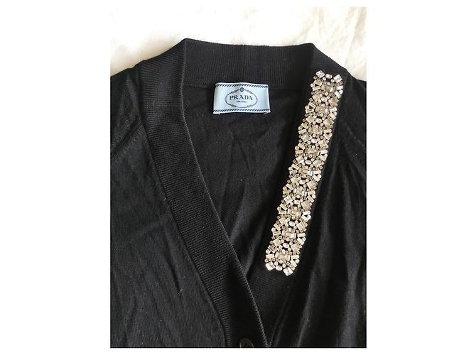 Verzierte schwarze Prada-Cardigan IT38 - Ansicht 3