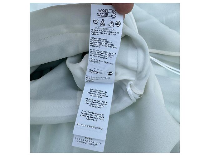 Vestido Dolce & Gabbana de seda estampado hojas de plátano blanco y verde - vista 7