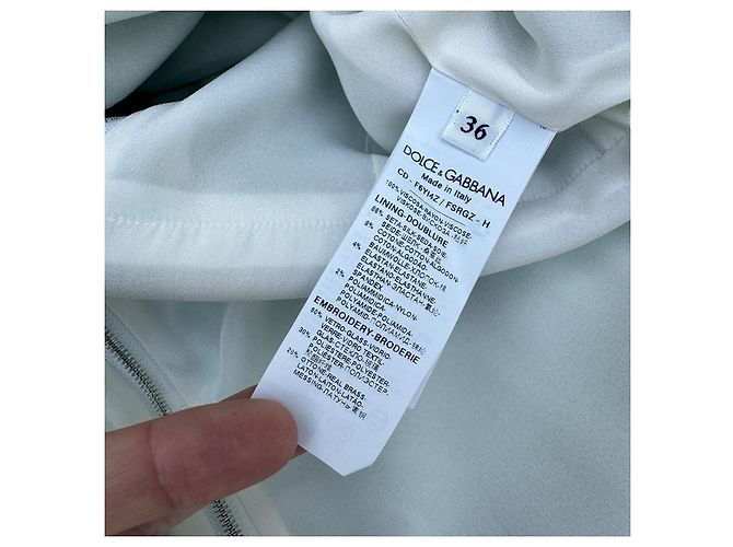 Vestido Dolce & Gabbana de seda estampado hojas de plátano blanco y verde - vista 8