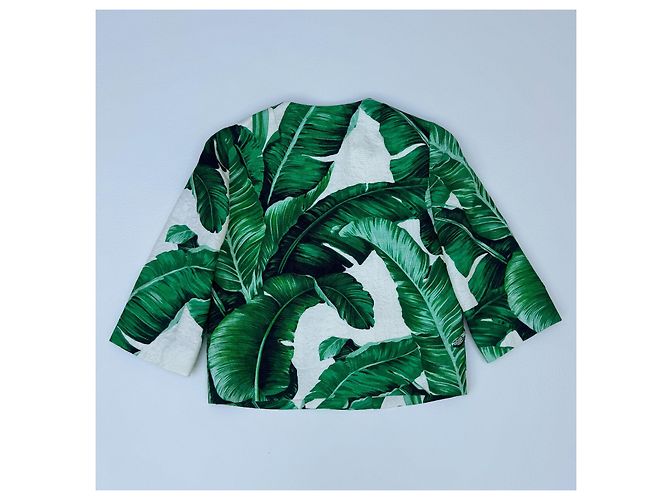 Dolce & Gabbana Jacke Bananenblatt Print Weiß Grün - Ansicht 11
