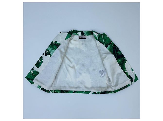 Dolce & Gabbana Jacke Bananenblatt Print Weiß Grün - Ansicht 7