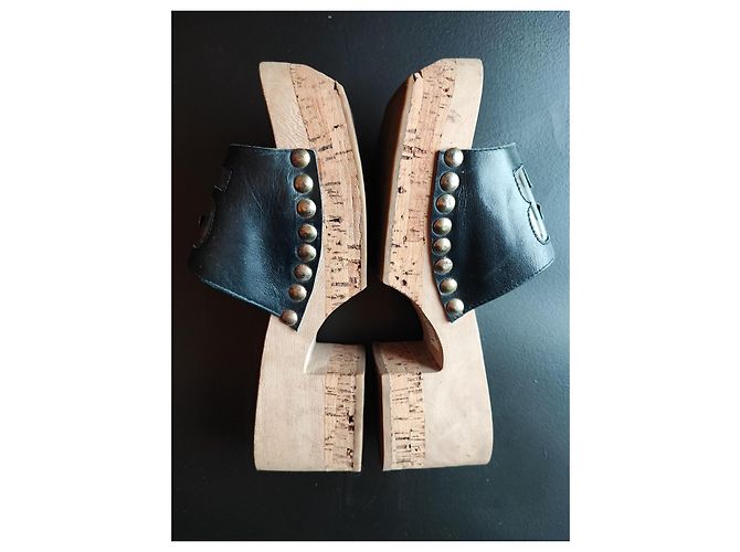 Zoccoli con zeppa Sonia Rykiel in pelle nera Nero - vista 3