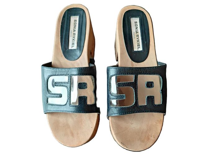 Zoccoli con zeppa Sonia Rykiel in pelle nera Nero - vista 8