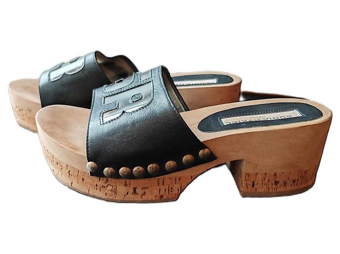 Zoccoli con zeppa Sonia Rykiel in pelle nera Nero - vista 9