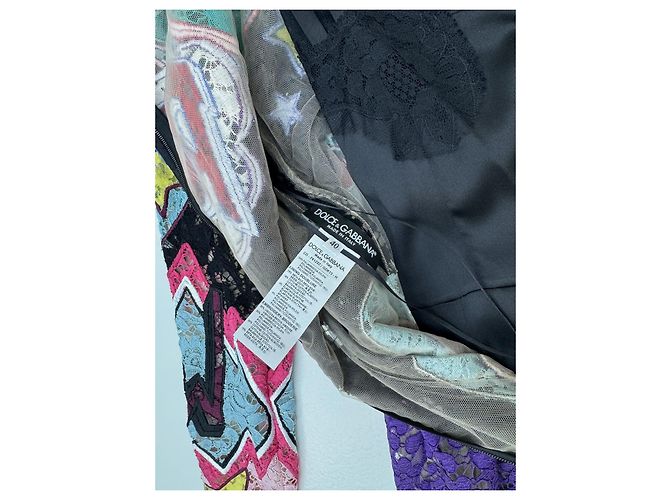 Dolce & Gabbana Midikleid aus mehrfarbiger bestickter Spitze Mehrfarben - Ansicht 5