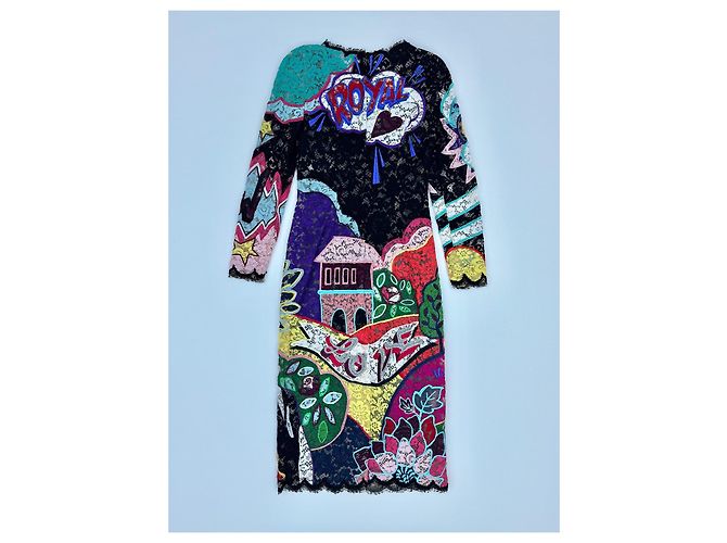 Dolce & Gabbana Midikleid aus mehrfarbiger bestickter Spitze Mehrfarben - Ansicht 8