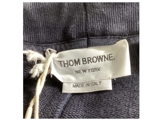 Thom Browne Lightweight Loopback Terry Mending Stitch Sweatpants in Navy Blue Cotton - view 4