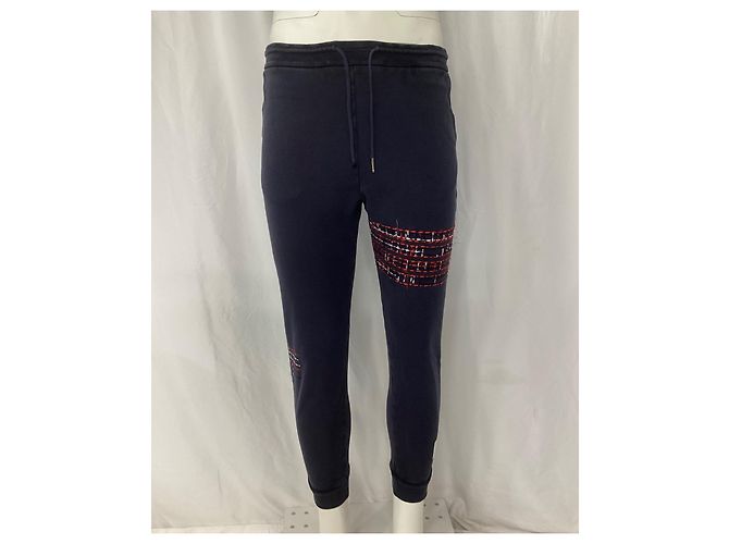 Thom Browne Lightweight Loopback Terry Mending Stitch Sweatpants in Navy Blue Cotton - view 6