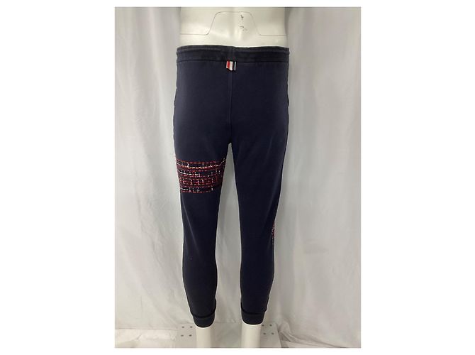 Thom Browne Lightweight Loopback Terry Mending Stitch Sweatpants in Navy Blue Cotton - view 7
