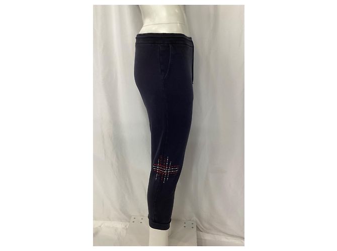 Thom Browne Lightweight Loopback Terry Mending Stitch Sweatpants in Navy Blue Cotton - view 8