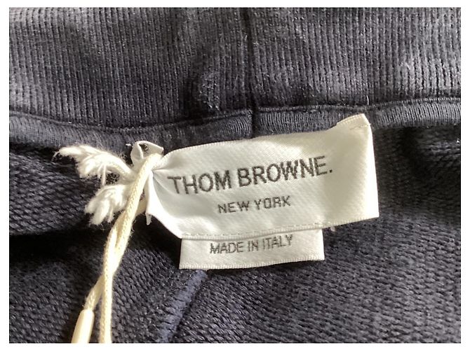 Thom Browne Lightweight Loopback Terry Mending Stitch Sweatpants in Navy Blue Cotton - view 9