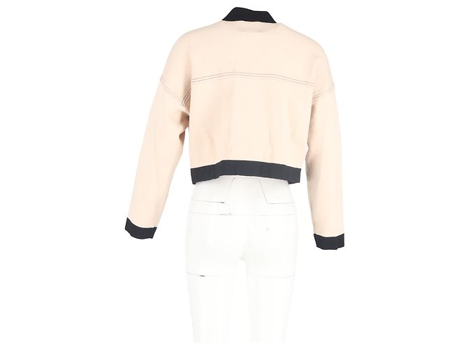 Sandro Paris Cher Topstitching Cropped Cardigan in Beige Viscose - view 6