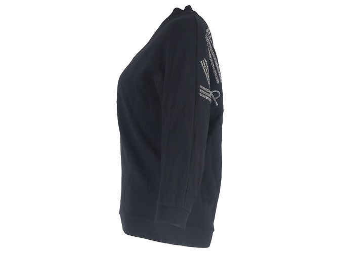 Suéter V-neck em algodão preto com logo maxi Kenzo - vista 2