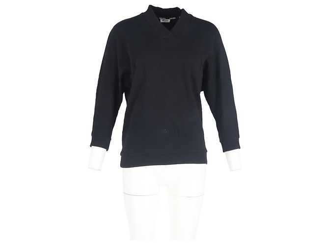 Suéter V-neck em algodão preto com logo maxi Kenzo - vista 4