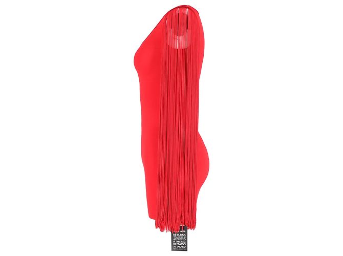 Abito mini con maniche a frange Moschino Couture in viscosa rossa - vista 2