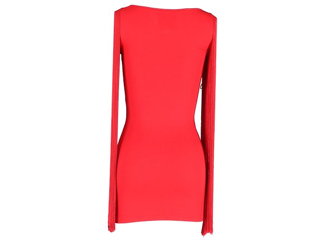 Abito mini con maniche a frange Moschino Couture in viscosa rossa - vista 3