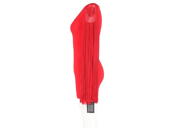 Abito mini con maniche a frange Moschino Couture in viscosa rossa - vista 5